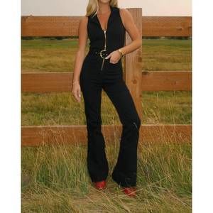 Show Me Your MuMu Black Wide Leg Jumpsuit with Gold Zipper